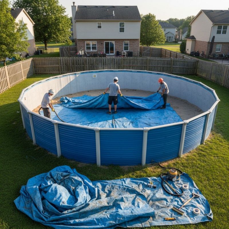 Local Above Ground Pool Liner Installation pros at work
